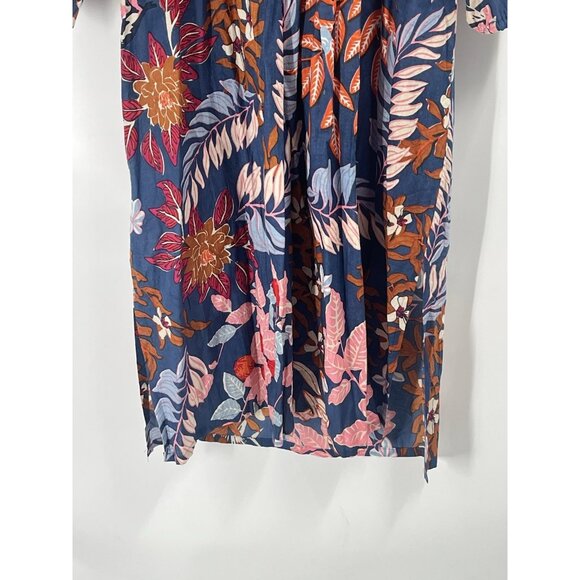 Floral Block Print Cotton Kaftan Midi Floral Tropical Boho Sz Small - Picture 3 of 5